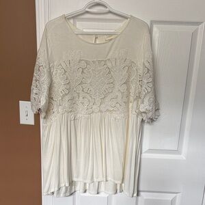 Anthropologie Deletta  Elegant Cream Lace Women's Top